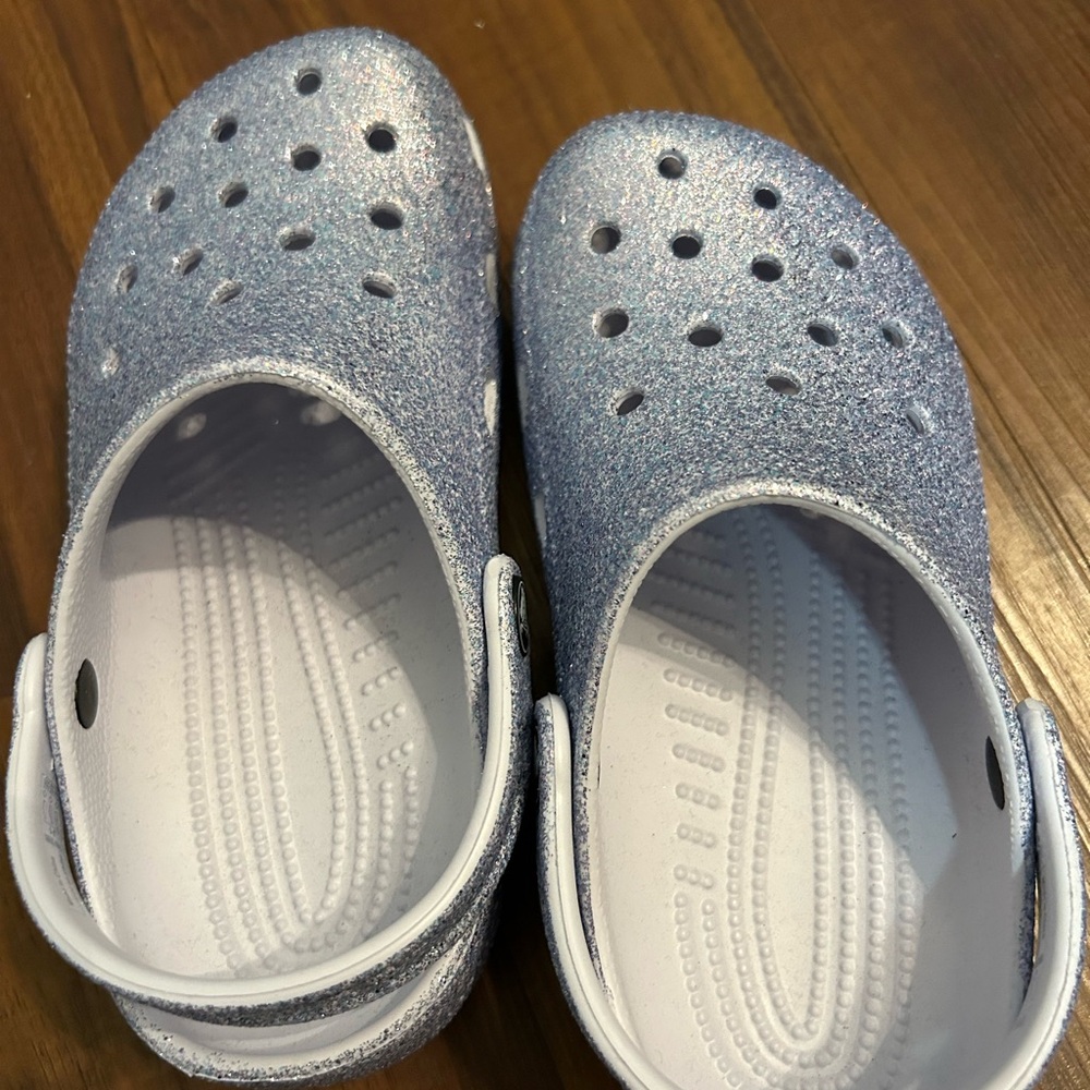 Glitter Crocs Light Purple Sparkly Kids Clogs Shoes Size 1 - Picture 6 of 8